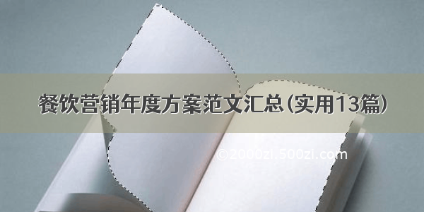 餐饮营销年度方案范文汇总(实用13篇)