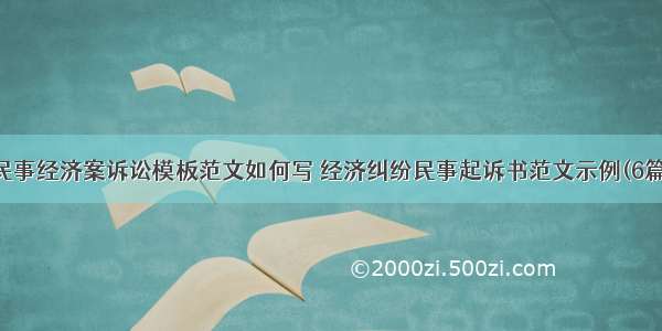 民事经济案诉讼模板范文如何写 经济纠纷民事起诉书范文示例(6篇)