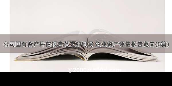 公司国有资产评估报告范文如何写 企业资产评估报告范文(8篇)