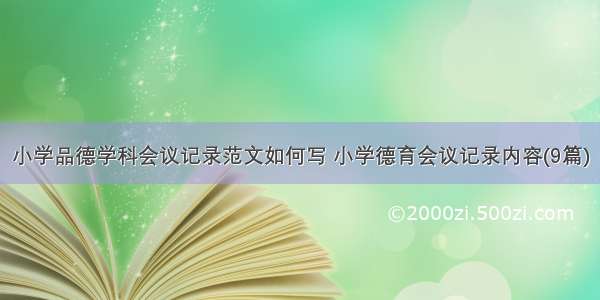 小学品德学科会议记录范文如何写 小学德育会议记录内容(9篇)