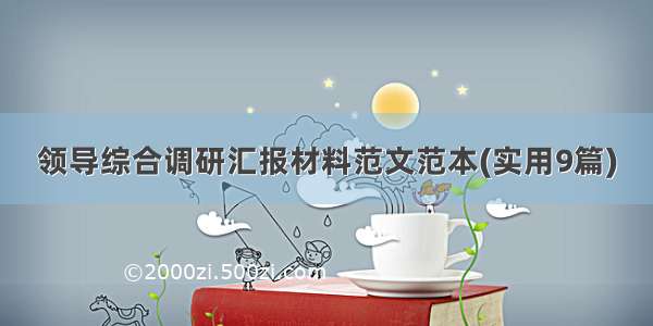 领导综合调研汇报材料范文范本(实用9篇)