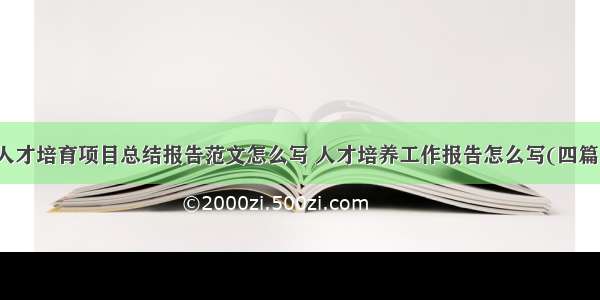 人才培育项目总结报告范文怎么写 人才培养工作报告怎么写(四篇)