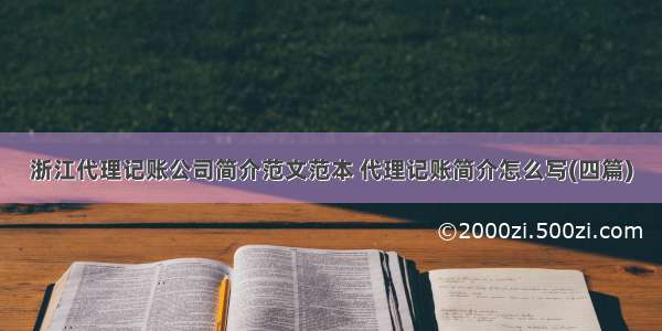 浙江代理记账公司简介范文范本 代理记账简介怎么写(四篇)