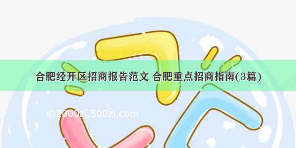 合肥经开区招商报告范文 合肥重点招商指南(3篇)