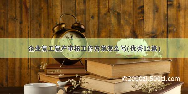 企业复工复产审核工作方案怎么写(优秀12篇)