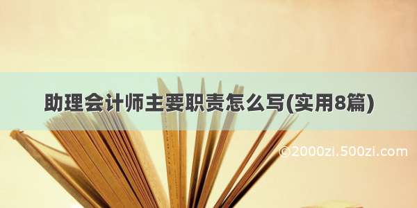 助理会计师主要职责怎么写(实用8篇)