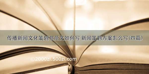 传播新闻文化策划书范文如何写 新闻策划方案怎么写(四篇)