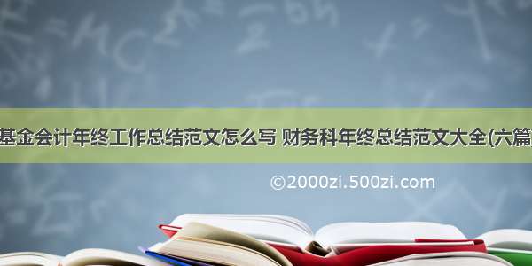 基金会计年终工作总结范文怎么写 财务科年终总结范文大全(六篇)