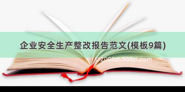 企业安全生产整改报告范文(模板9篇)