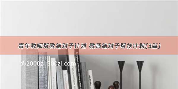 青年教师帮教结对子计划 教师结对子帮扶计划(3篇)