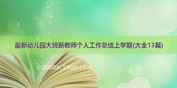 最新幼儿园大班新教师个人工作总结上学期(大全13篇)