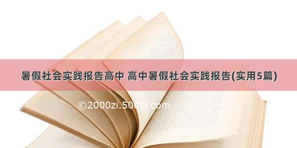 暑假社会实践报告高中 高中暑假社会实践报告(实用5篇)