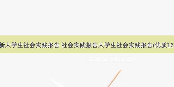 最新大学生社会实践报告 社会实践报告大学生社会实践报告(优质16篇)