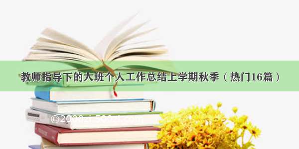 教师指导下的大班个人工作总结上学期秋季（热门16篇）