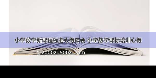 小学数学新课程标准心得体会 小学数学课标培训心得