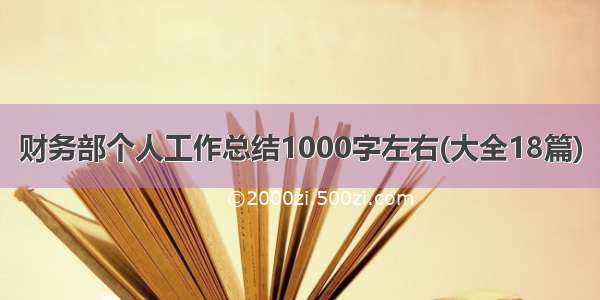 财务部个人工作总结1000字左右(大全18篇)