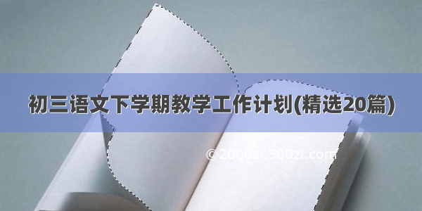 初三语文下学期教学工作计划(精选20篇)