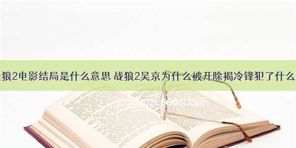 战狼2电影结局是什么意思 战狼2吴京为什么被开除揭冷锋犯了什么错