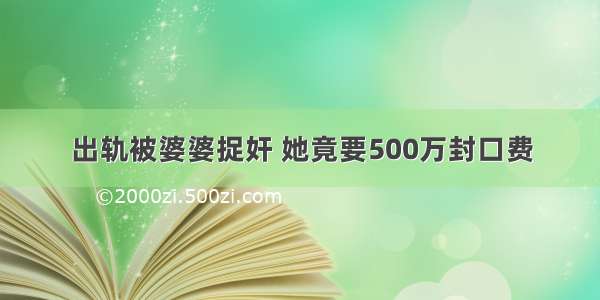 出轨被婆婆捉奸 她竟要500万封口费