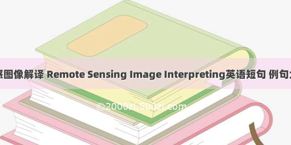 遥感图像解译 Remote Sensing Image Interpreting英语短句 例句大全