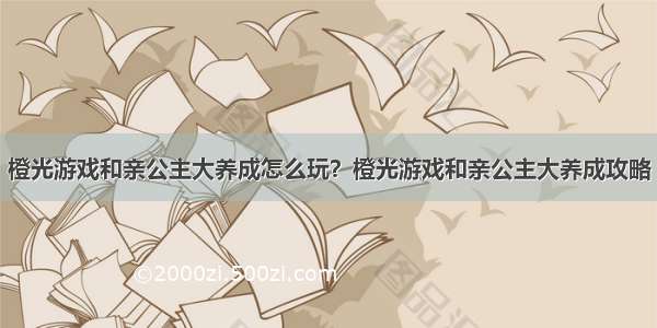 橙光游戏和亲公主大养成怎么玩？橙光游戏和亲公主大养成攻略