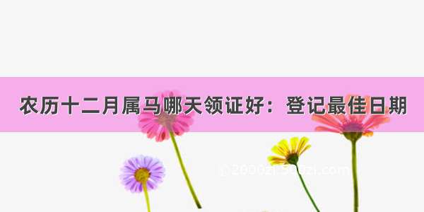 农历十二月属马哪天领证好：登记最佳日期