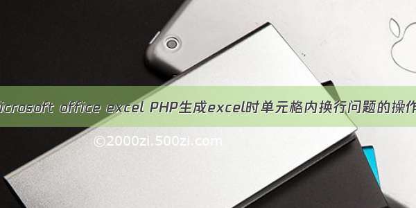 microsoft office excel PHP生成excel时单元格内换行问题的操作