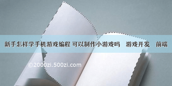 新手怎样学手机游戏编程 可以制作小游戏吗 – 游戏开发 – 前端