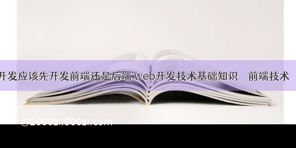 网站开发应该先开发前端还是后端 web开发技术基础知识 – 前端技术 – 前端