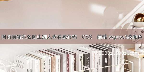 网页前端怎么防止别人查看源代码 – CSS – 前端 svgcss3改颜色