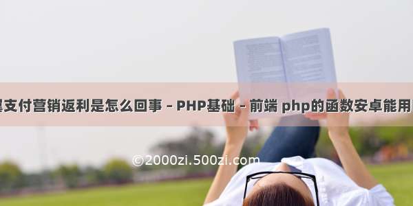 翼支付营销返利是怎么回事 – PHP基础 – 前端 php的函数安卓能用吗