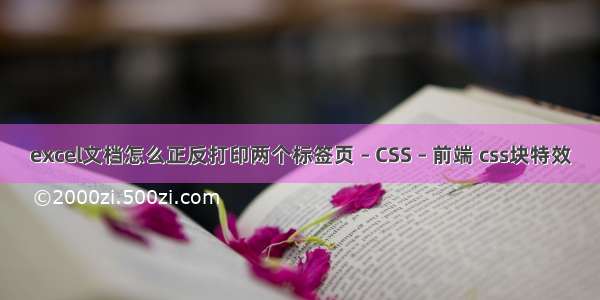 excel文档怎么正反打印两个标签页 – CSS – 前端 css块特效