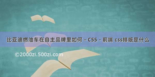 比亚迪燃油车在自主品牌里如何 – CSS – 前端 css排版是什么