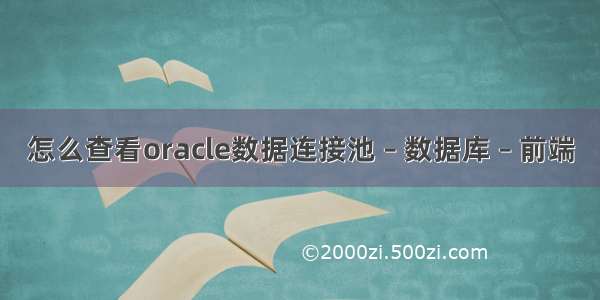 怎么查看oracle数据连接池 – 数据库 – 前端