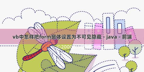 vb中怎样把form窗体设置为不可见隐藏 – java – 前端