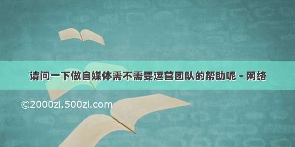 请问一下做自媒体需不需要运营团队的帮助呢 – 网络