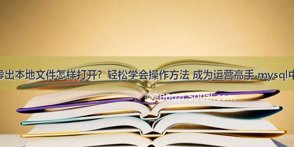 MySQL导出本地文件怎样打开？轻松学会操作方法 成为运营高手 mysql中动态语句