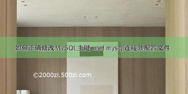 如何正确修改MySQL主键 .net mysql连接池配置文件