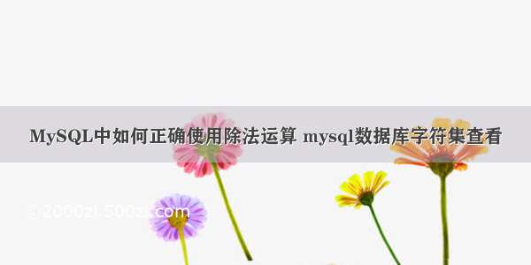 MySQL中如何正确使用除法运算 mysql数据库字符集查看