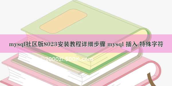 mysql社区版8023安装教程详细步骤 mysql 插入 特殊字符