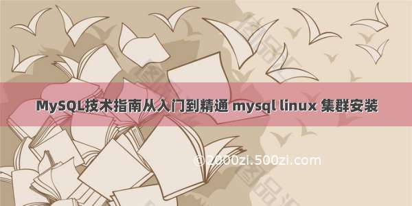 MySQL技术指南从入门到精通 mysql linux 集群安装