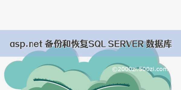 asp.net 备份和恢复SQL SERVER 数据库