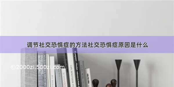 调节社交恐惧症的方法社交恐惧症原因是什么