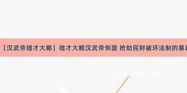 【汉武帝雄才大略】雄才大略汉武帝侧面 抢劫民财破坏法制的暴君