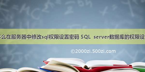 怎么在服务器中修改sql权限设置密码 SQL  server数据库的权限设置