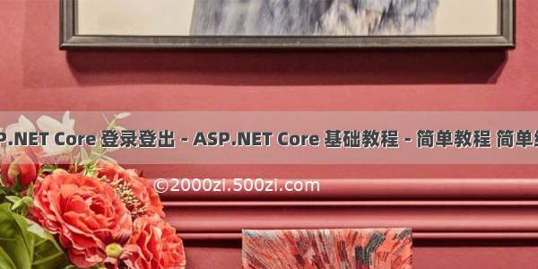 ASP.NET Core 登录登出 - ASP.NET Core 基础教程 - 简单教程 简单编程