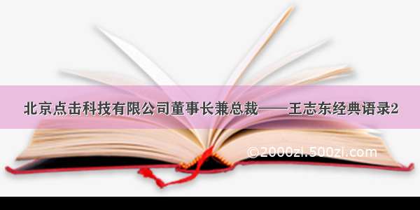 北京点击科技有限公司董事长兼总裁——王志东经典语录2