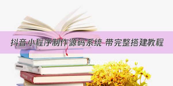 抖音小程序制作源码系统 带完整搭建教程