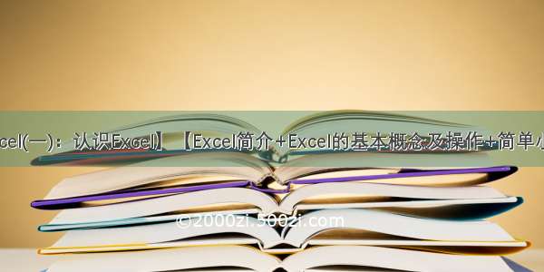 【Excel(一)：认识Excel】【Excel简介+Excel的基本概念及操作+简单小工具】