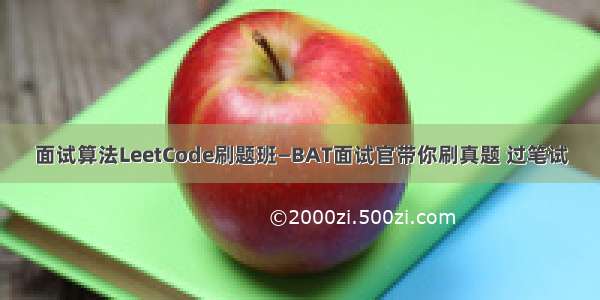 面试算法LeetCode刷题班—BAT面试官带你刷真题 过笔试